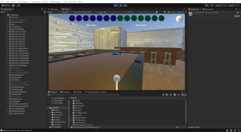 Mesa de billar en Pool 3D Proyect