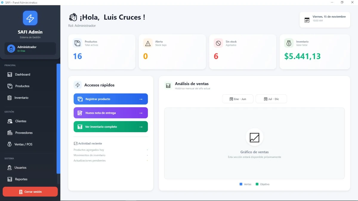 SAFI — Sistema Administrativo y de Facturación Inteligente